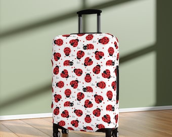 Red Ladybugs Luggage Cover, Cute Travel Gift for Women, Kawaii Lady Bug Protector for your Suitcases,  Garden Bug Baggage Wrap