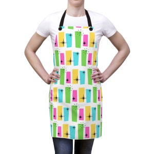 Retro Apron, Mid-Century Modern Apron, Full Coverage, Multi-Colored Design, Vintage Kitchen Decor, Atomic Kitchen Accessory, FREE SHIPPING
