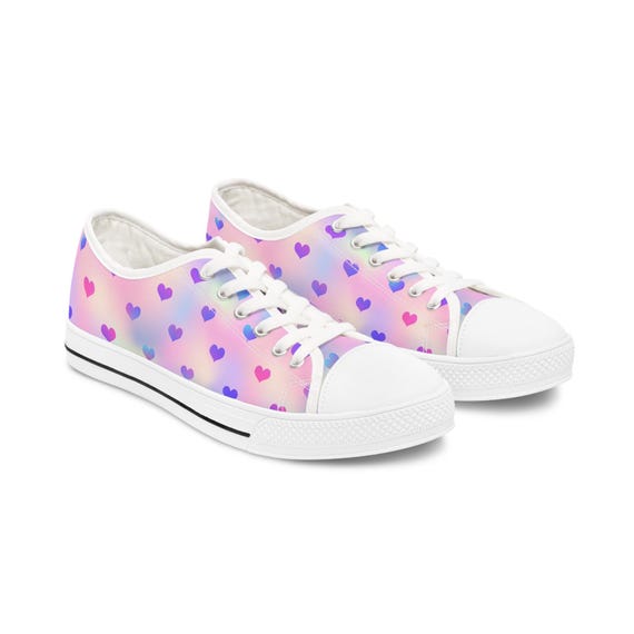 Pink and Purple Hearts Gradient Sneakers, Women display picture 3