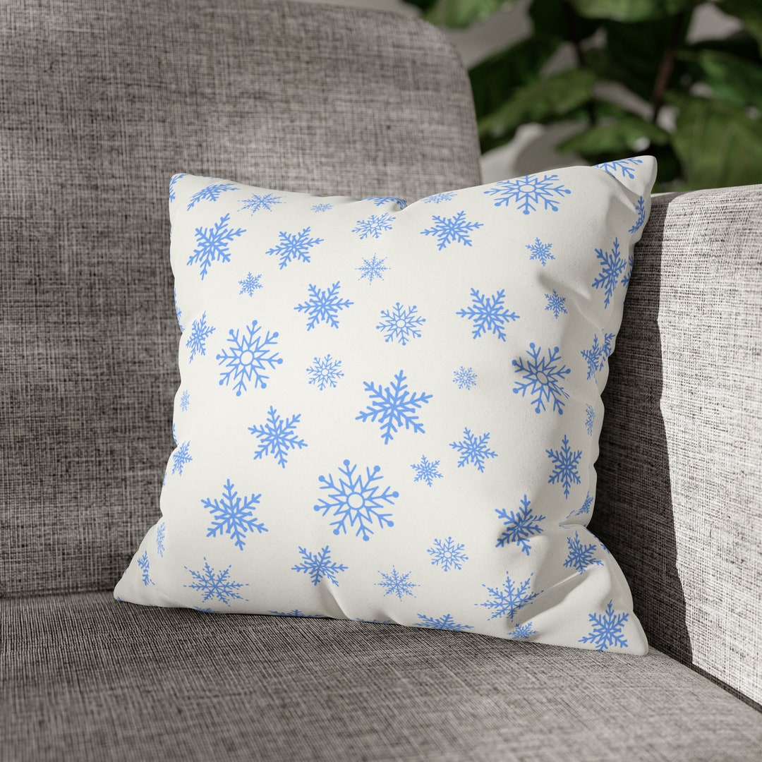 Blue Snowflake Faux Suede Pillow Case Christmas Pillow Cover Etsy