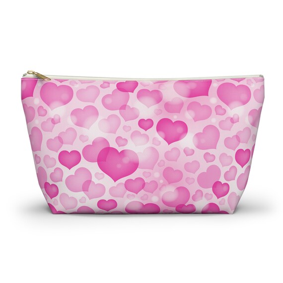 Cute Pink Hearts Makeup Bag, Women display picture 1