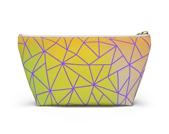 Unique Makeup Bag, Orange and Purple Geometric Pouch, Travel Pouch, Gift for Her, School Supply Bag, 2 Sizes