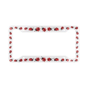 Red Ladybugs License Plate Frame, Cute Car Gift for Women, Kawaii Lady Bug Art for your Car