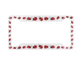 Roter Marienkäfer-Nummernschild-Rahmen, süßes Auto Geschenk für Frauen, Kawaii Lady Bug Art für Ihr Auto