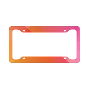 Colorful Yellow Orange Pink Gradient License Plate Frame, Abstract Auto License Plate Cover, Unique Car Accessories