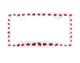 Roter Marienkäfer-Aluminium-Nummernschild-Rahmen, Auto-Geschenk für Frauen, Kawaii-Marienkäfer-Kunst für Ihr Auto, Gärtnergeschenk