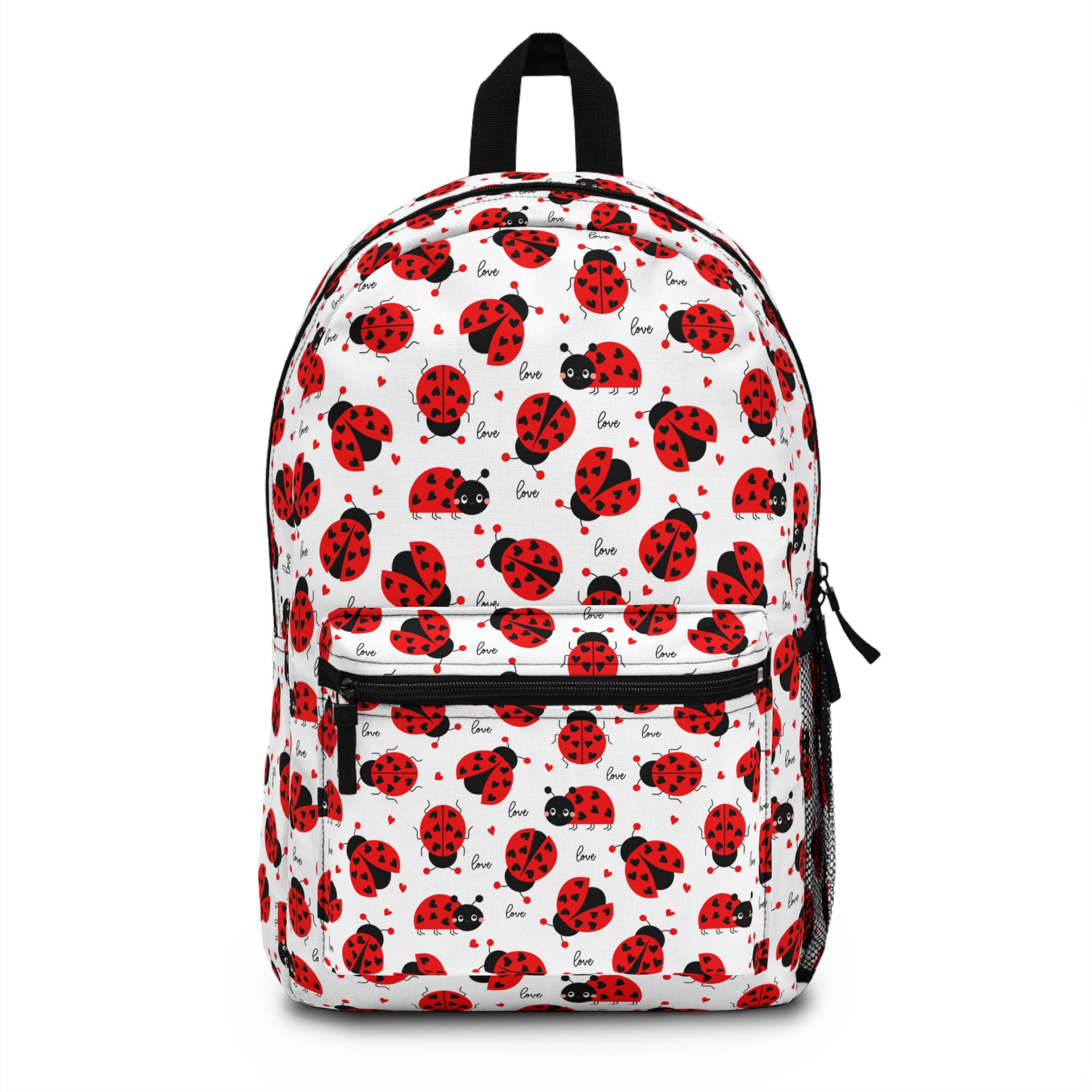 Y2K 90s Velveteen Polka Dot Ladybug Backpack Purse‎ Red Black Zipper Vintage Rare Ladybug Mini Backpack Vinyl 1990s Y2K 2000s  main image 3