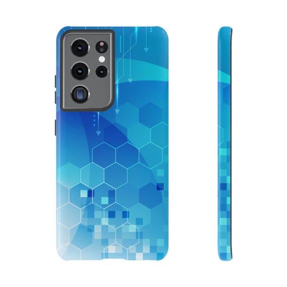 Android Geometric Phone Cases, 3D Hexagon Tough Phone Cover, Abstract Vibe,  Blue Honeycomb Phone Protector, FREE SHIPPING! - Etsy