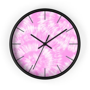 Retro Pink Tie Dye Wall Clock, 60&#39;s 70&#39;s Hippie Clock, Peace and Love Clock, Groovy Unique Clock, Flower Child Wall Decor, FREE SHIPPING!