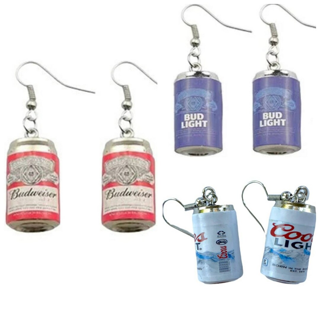 Beer Can Earrings, Alcohol Earrings, Beer Lover Earrings, Bud Light