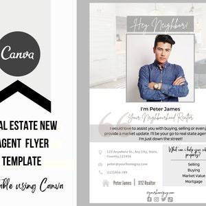 Real Estate Introduction Flyer | Real Estate Marketing | Canva Template | Real Estate Template | New Agent Flyer | Real Estate Postcard
