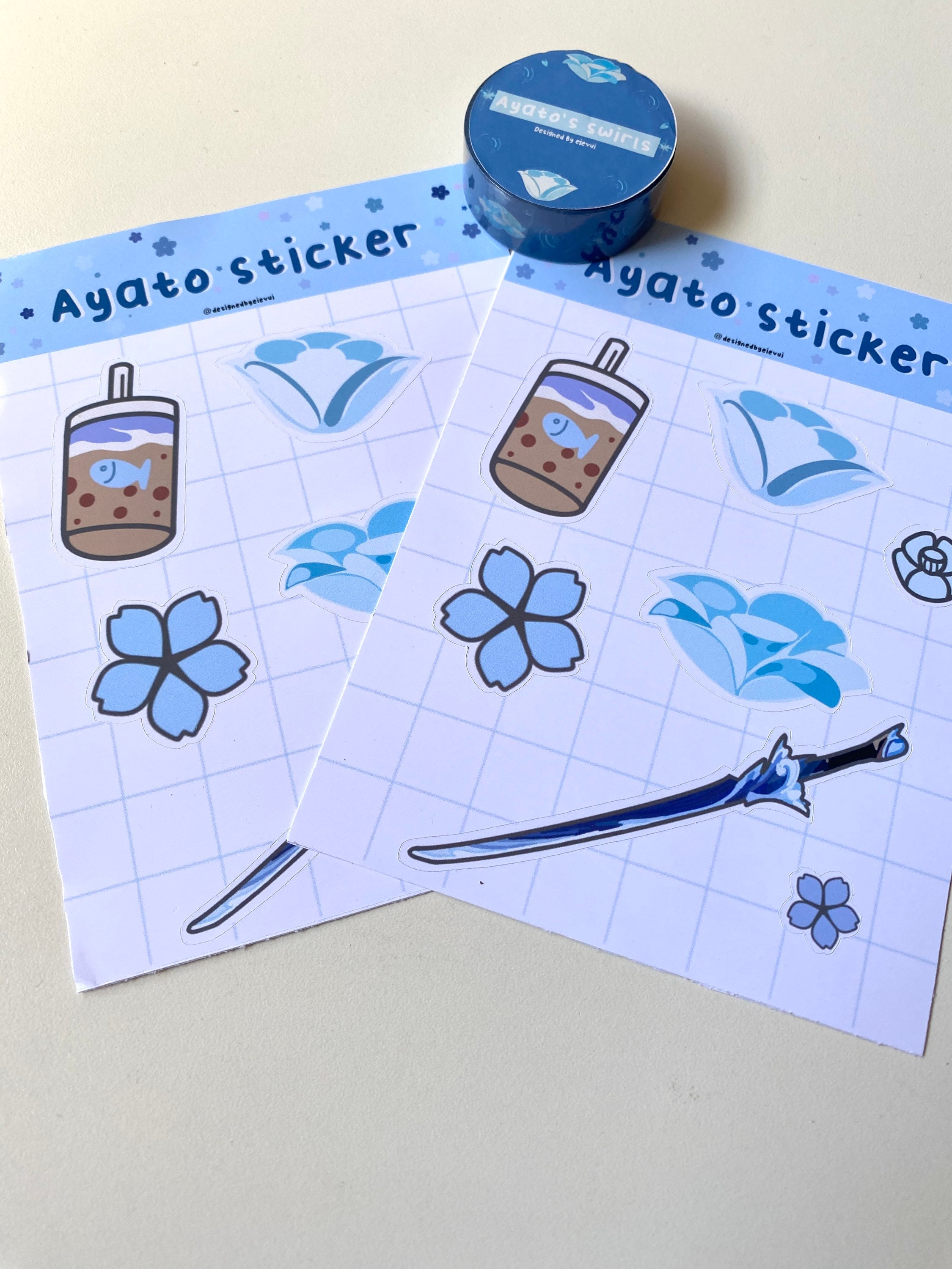 Genshin Impact Ayato Inspired Sticker Sheet Sticker - Etsy