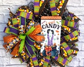 Halloween Candy Wreath, Halloween Wreath For Door, Halloween Wreath For Porch, Halloween Witch Wreath for Door, Halloween Home Decoration