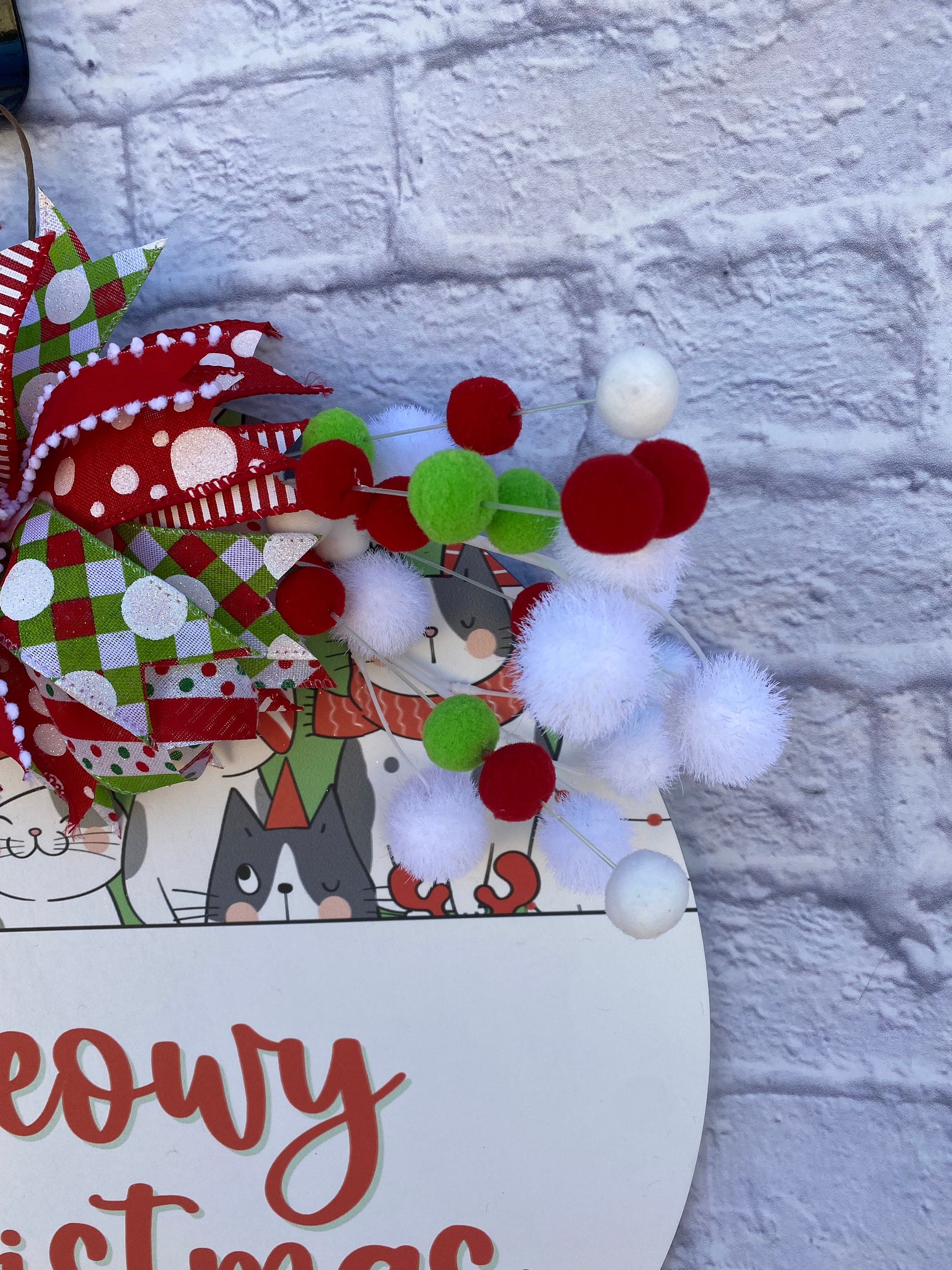 Cat Christmas Door Hanger, Meowy Christmas, Cat Christmas Door