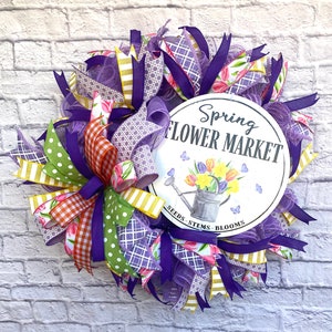 Spring Tulip Wreath for Door, Tulip Home Decoration, Tulip Door Hanger, Spring Porch Decoration, Spring Flower Wreath, Farmhouse Wreath