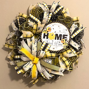 Home Sweet Home Wreath for Front Door, Home Sweet Home Bee Wreath, Bee Wreath for Home, Bee Door Hanger, Bee Home Decoration