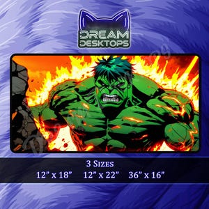 Hulk Anime Deskmat - Gamer Desk Mat - Large Mouse Pad Gaming - Comic Desk Mat - Anime Desk Mat - Mousepad- 3 Sizes