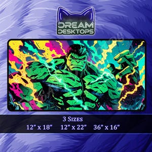 Hulk Anime Deskmat - Gamer Desk Mat - Large Mouse Pad Gaming - Comic Desk Mat - Anime Desk Mat - Mousepad- 3 Sizes