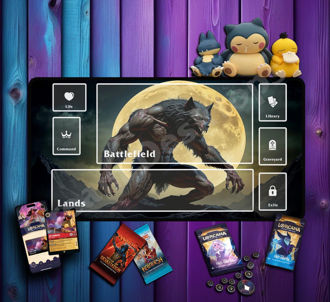 Werewolf Playmat Fantasy Sci-fi Anime Desk Mat, Gaming Mouse Pad for ...