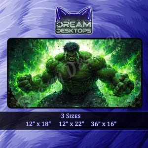 Superhero Hulk Anime Deskmat - Gamer Desk Mat - Large Mouse Pad Gaming - Comic Desk Mat - Anime Desk Mat - Mousepad- 3 Sizes