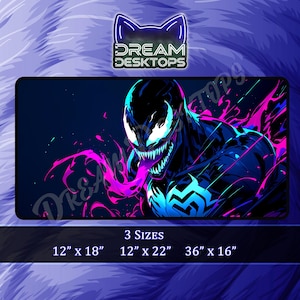 Superhero Venom Anime Desk Mat - Neoprene Mousepad - Non-Slip - 3 Sizes