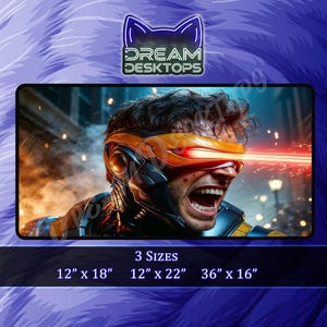 Superhero Cyclops Anime Deskmat - Gamer Desk Mat - Large Mouse Pad Gaming - Comic Desk Mat - Anime Desk Mat - Mousepad- 3 Sizes