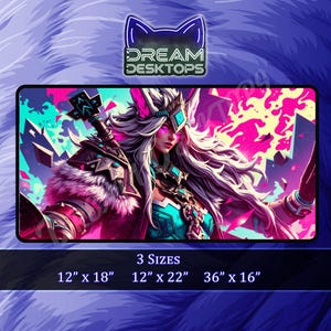 Ahri LoL Anime Desk Mat: Large Neoprene Gamer Mouse Pad