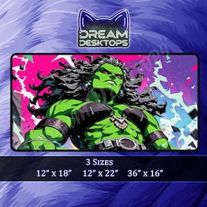 She-Hulk Anime Deskmat - Gamer Desk Mat - Large Mouse Pad Gaming - Comic Desk Mat - Anime Desk Mat - Mousepad- 3 Sizes