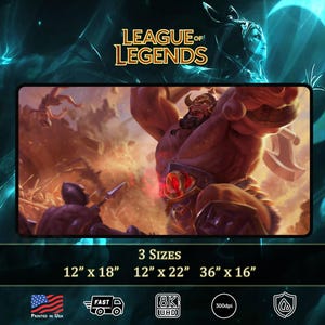 Sion League of Legends Desk Mat, Gaming Desk Mat, XXL Mouse Pad, Gaming Keyboard Mat Pad, Custom Desk Pad, Anime Gamer Gift For Him
