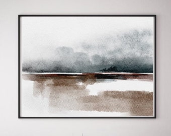 Abstract Landscape Wall Art Print: Neutral Modern Decor (Digital Download)