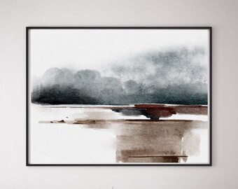 Abstract Landscape Art Print: Neutral Modern Wall Decor (Digital Download)