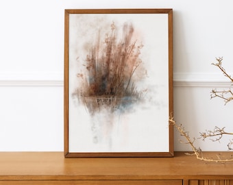 Abstract Landscape Art Print: Neutral Brown Wall Decor (Digital Download)