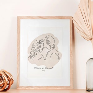 Custom Line Drawing, Turn Photo Into Line Art, Wedding Anniversary Gift