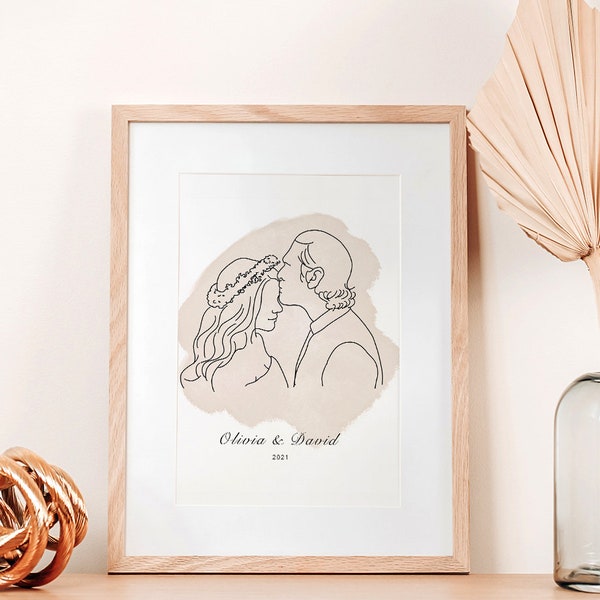 Cadeau personnalisé pour la saint valentin, portrait de couple ...