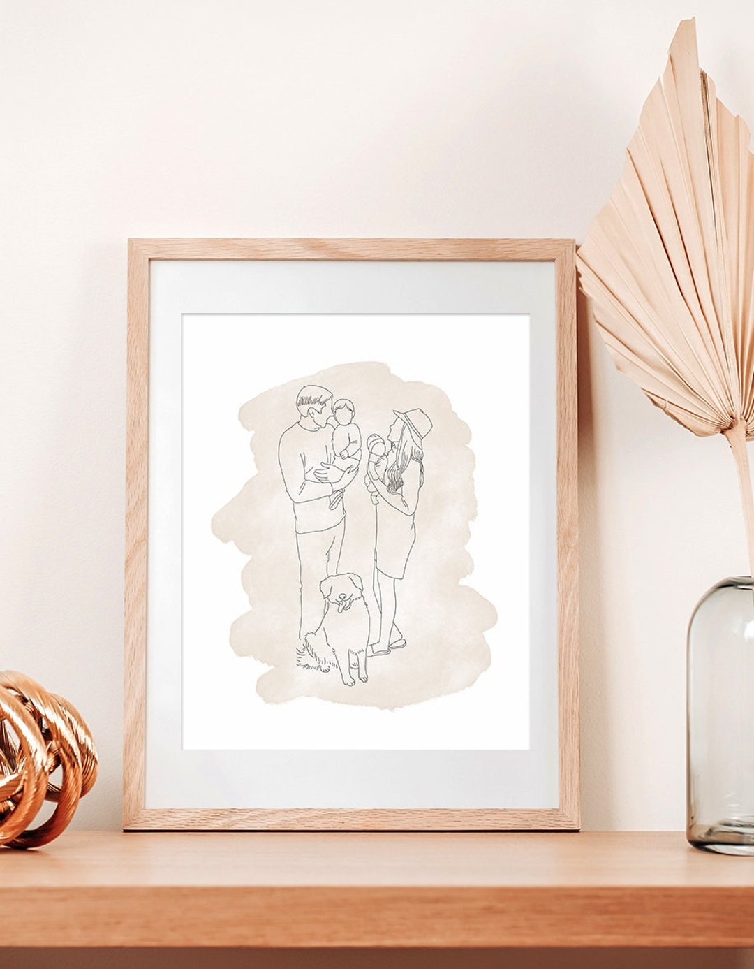 Line Art Family Drawing From Merging Multiple Photos, Personalised ...