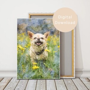 Dog painting from photo, Personalised gift for dog lover, Digital oil painting, Loss of pet gift