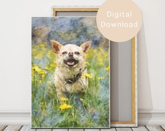 Dog painting from photo, Personalised gift for dog lover, Digital oil painting, Loss of pet gift