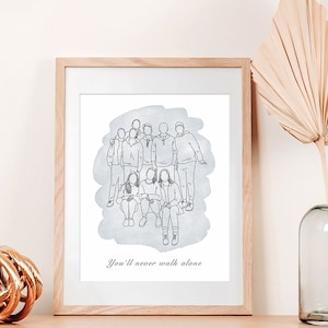 Custom Family Portrait Drawing, Turn Photo Into Line Art, Custom Mothers Day Present