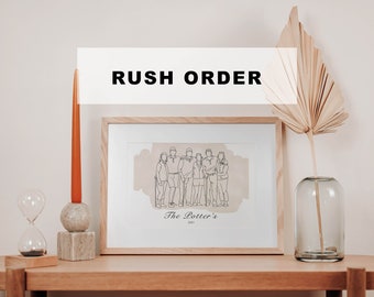 Rush Order Gift Custom Couple Portrait From Merging Multiple Photos To LINE DRAWING, Gift for Her Him Loss of Loved Ones