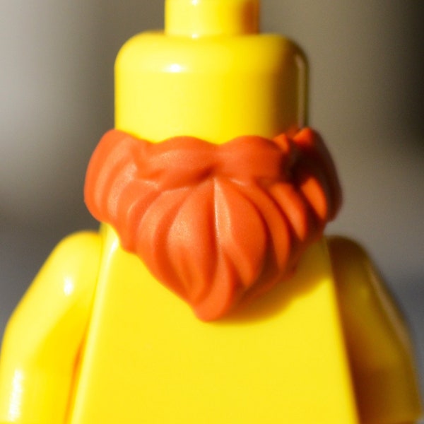 thick beard - dark orange - genuine LEGO® part / full facial hair handlebar scruffy fluffy goatee mustache lumberjack bear long medium short