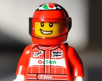 Race Car Driver - genuine LEGO® minifigure // with helmet racer racing pro professional auto motor automobile sport driving octan grand prix