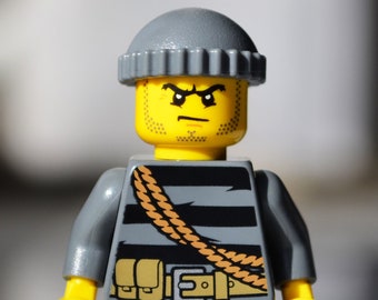 City Burglar - genuine LEGO® minifigure / thief robber crook thug bad guy man ex-convict cat criminal gangster heist gang / with beanie cap