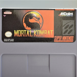 Mortal Kombat - 1992 game - for SNES consoles - working cartridge - NTSC or PAL region - great condition // fighting / action