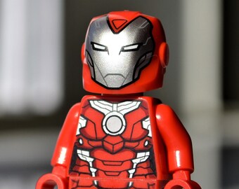 Rescue / Pepper Potts - genuine LEGO® minifigure - 2020 red and silver armor design // iron woman man stark paltrow downey tony gwyneth jr y