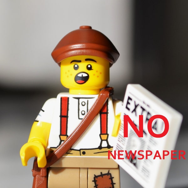 Newspaper Kid - genuine LEGO® minifigure / with bag & slingshot / NO "EXTRA" newspaper / boy newsboy news paperboy hawker newsie old-school