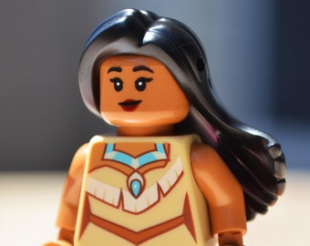 Pocahontas - genuine LEGO® minifigure // 1995 disney animation cartoon film design version princess princesses pattern with compass & leaves