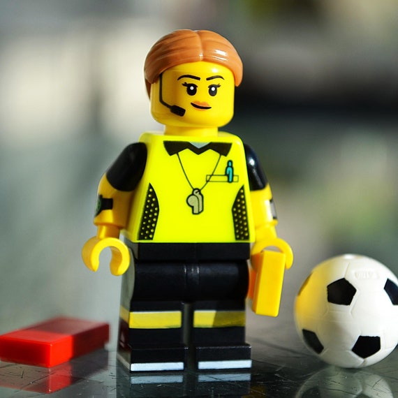 Football Referee genuine LEGO® minifigure with yellow red cards ball  association soccer sport league official umpire judge authentic y