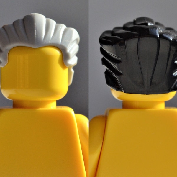 cheveux - 4 choix de couleurs - balayé vers l'arrière avec la pointe de la veuve - pièce LEGO® authentique / gris noir vert bronzage volumineux lissé gélifié debout
