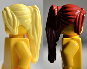 hair - 5 color options - long ponytail with parted bangs - genuine LEGO® part // dark red brown orange black blonde bright yellow reddish