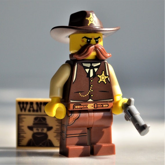 Sheriff genuine LEGO® minifigure with revolver and WANTED poster  cowboy officer sherrif sherriff cop gunslinger western town lawman y